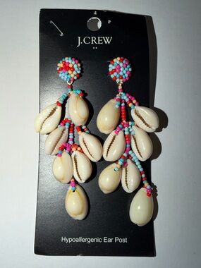 BNWT J. Crew Beaded Shell Dangle Pierced Earrings